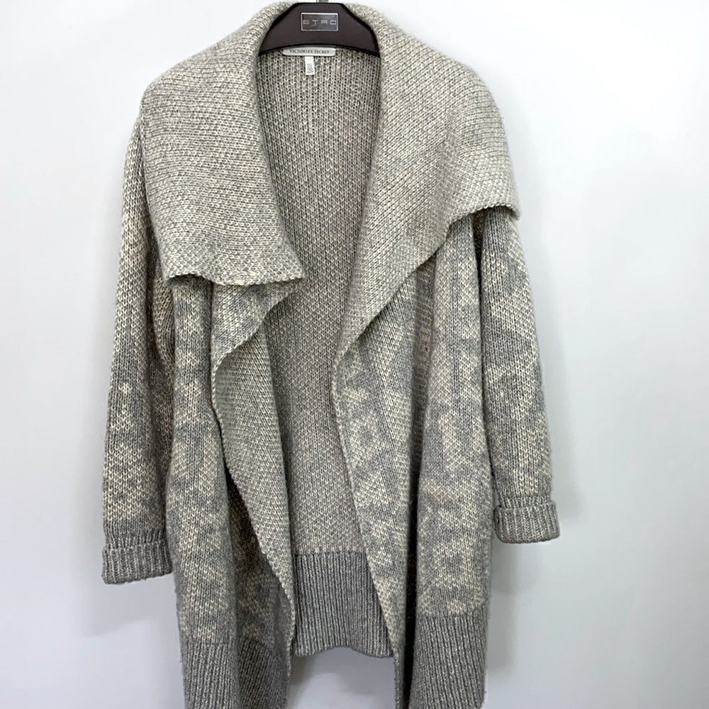 Victoria’s Secret Long Marled Sweater Gray Blue Marled Knit Excellent Sm…